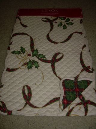 Lenox Holiday Nouveau Quilted Reversible Plaid Runner 14 " X 70 "