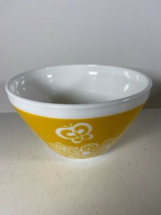 Vintage Charm Inspired By Pyrex Set Of 3 Bowls Yellow White Flowers Butterflies 3