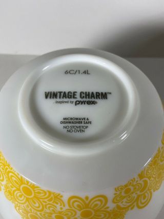 Vintage Charm Inspired By Pyrex Set Of 3 Bowls Yellow White Flowers Butterflies 8