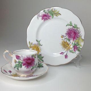 Royal Albert Flower Of The Month Series Tea Cup Saucer Plate Set Chrysanthemum