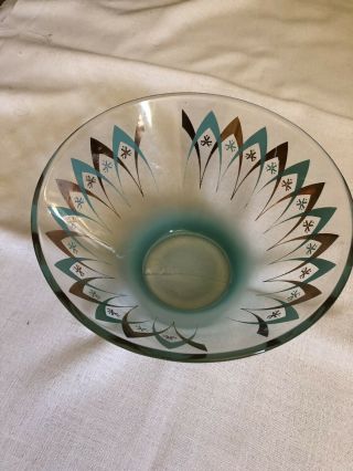 Vintage Blendo Punch Bowl Mid Century Modern.  Turquoise Blue And Gold