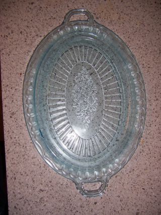 Hocking Glass Mayfair Open Rose Ice Blue 14 " Serving Platter