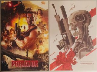 2 Sdcc Comic - Con Predator,  Mondo Terminator Card Set - Arnold Schwarzenegger