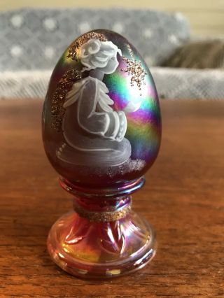 Fenton Limited Edition Hand Painted Art Glass Egg Signed J Cutshaw 1883/2500