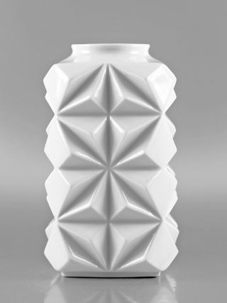 Op / Pop Art German Rieber White 60s Mid Century Modern Brutalist Porcelain Vase