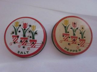Pair Vintage Jadeite Jadite Fire King Tulip Lids: Salt & Pepper Shakers