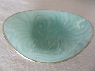 Art Deco Glass Chance Bros Renee Lalique Design Coty Curved Dish X 4 Nudes