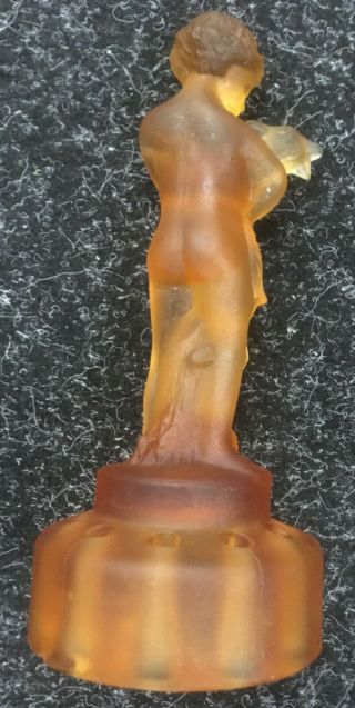 Art Deco Cambridge Glass Flower Frog Nude Child Holding Goat Two Kids