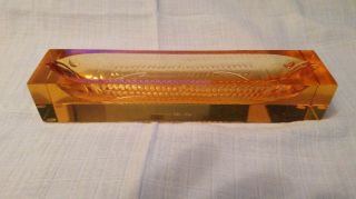 Tittot Chinese Amber Crystal Glass Lucky Fish - Design Dish In Presentation Box