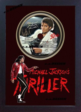 Michael Jackson Photo & Thriller Cd Disc Signed Presentation Display Framed