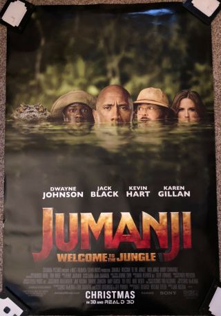 Jumanji Movie Poster 27 X 40 D/s 2 Sided Authentic The Rock