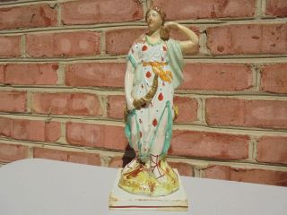 Old Antique Staffordshire Pottery Pratt Ware Figure Woman Mythical 11 3/8 "