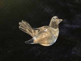 Murano Glass Bird Figurine - Gold Flake Adventurine Dove