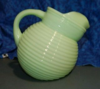 Jadeite Ball Water Pitcher W Concentric Rings Unmarked L