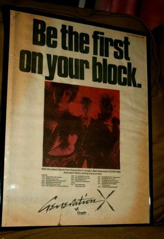 Generation X Debut Billy Idol Uk Tour Press Poster 1978 Punk Framed