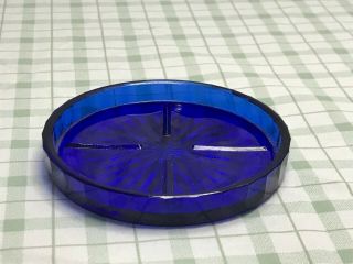 Blue Glass Coaster For Fenton Lemonade Set Stretch Optic Ribbed Blue Handles