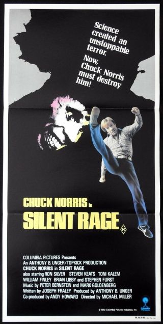 Silent Rage Daybill Movie Poster Chuck Norris Ron Silver Steven Keats