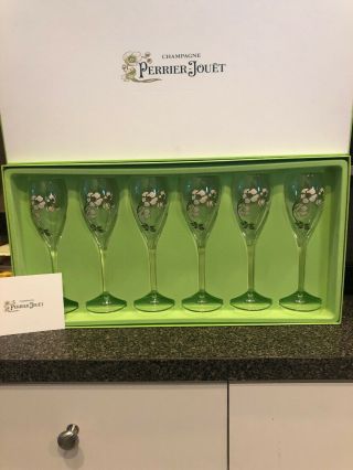 6 Hand Painted Perrier - Jouet Champagne Glasses/flutes - Great Gift Idea