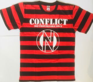 Conflict Ungovernable Force Stripe Black/red T - Shirt Mens All Size S - Xl Punk