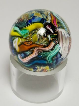 Stunning Art Glass Marble Ocean Sea Coral Reef With Base Signed By Doug Sweet