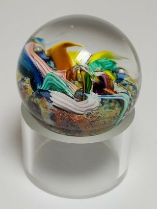 Stunning Art Glass Marble Ocean Sea Coral Reef With Base Signed By Doug Sweet 2