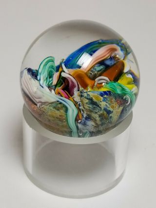Stunning Art Glass Marble Ocean Sea Coral Reef With Base Signed By Doug Sweet 3