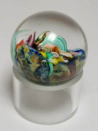 Stunning Art Glass Marble Ocean Sea Coral Reef With Base Signed By Doug Sweet 4