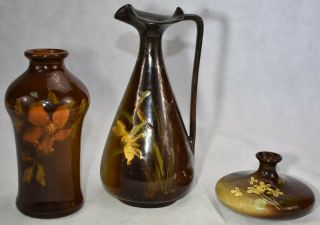 Vintage Roseville Pottery Rozane Ewer 829 Vase 804 Artist Signed,  Owens Utopian