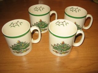 Spode Christmas Tree Mugs - Set Of 4 - - - Made In England - - S3324 - - - Cond.