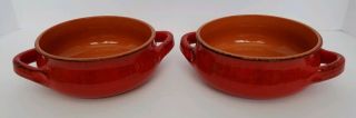 2 De Silva Italy Rustic Red 6 " Handled Terra Cotta Soup Bowls/crocks/casseroles