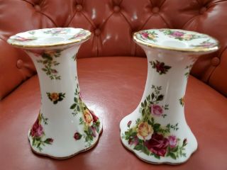 Royal Albert Old Country Roses Candlesticks Candle Holders - Set Of 2
