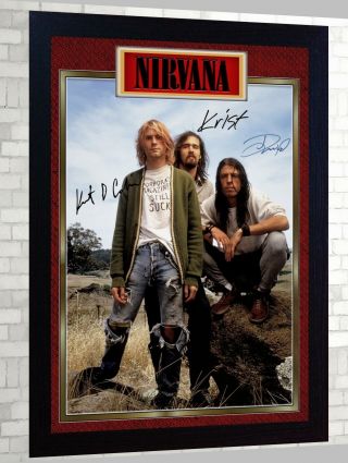 Kurt Cobain Nirvana Framed Photo Pre - Print Poster Perfect Gift