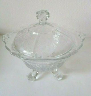 Elegant Rare Cambridge Class Rose Point Candy Dish,  Footed,  With Lid,