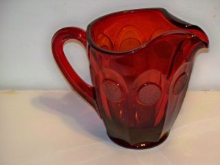FOSTORIA COIN RED PITCHER RUBY 6 3/4 INCHES TALL X 5 INCH WIDE 2