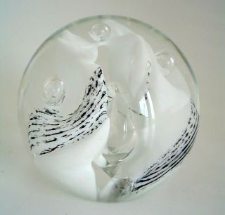 Vintage Caithness Art Glass Paperweight " Snow Trail " 156680