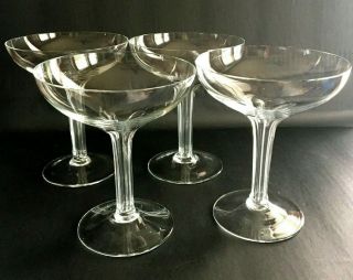 Vintage Hollow Stem Champagne Glasses Set Of 4 Ribbed Stem