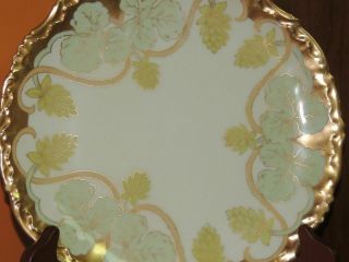 Antique P & B Elite L Limoges France 8.  75 " Plate Hand Painted Porcelain Gold
