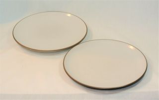 Heath Ceramics California Pottery Salad Plates Set Of 2 White Brown 8 1/4 Inches