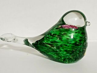 Art Glass Hand Made Bird Figurine Paperweight Green Paperweight Murano Style