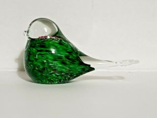 Art Glass Hand Made Bird Figurine Paperweight Green Paperweight Murano Style 2