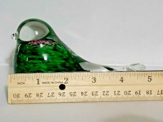 Art Glass Hand Made Bird Figurine Paperweight Green Paperweight Murano Style 3