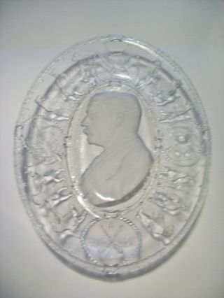 Teddy Roosevelt Square Deal Oval Glass Plate Tray 1904,  No Chips Or Cracks.