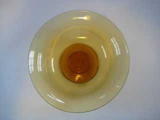 Large Yellow Amber Color Art Glass Bowl with Pedestal Foot,  Signed HAWKES 4