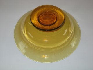 Large Yellow Amber Color Art Glass Bowl with Pedestal Foot,  Signed HAWKES 6