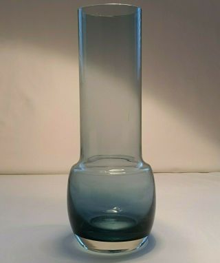 Riihimaki Riihimaen Lasi Oy Smokey Blue Glass Vase Pattern No 1483 Scandinavian