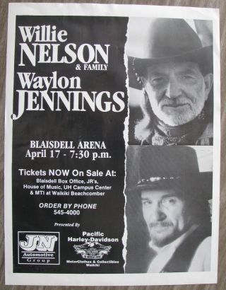 Willie Nelson And Waylon Jennings Concert Poster April 17,  1994