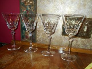 Set Of 4 Retired Lenox Hanover 8 " Fine Crystal Water Wine Glasses Goblets Stems