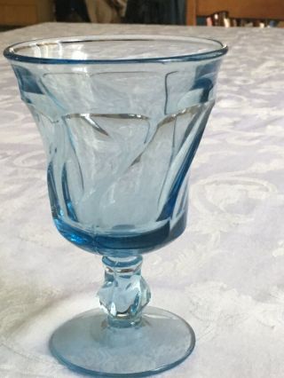 Fostoria Jamestown Blue Stemmed Water Glasses Set Of 6
