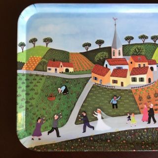 Villeroy & Boch Naif Wedding Melamine Tray 12”x17” Made In Italy Folk Art Church 2