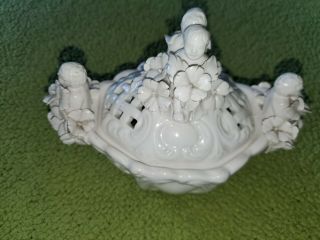VTG Capodimonte Style Cherubs Flowers Italian Porcelain Potpourri Jar and Lid 2